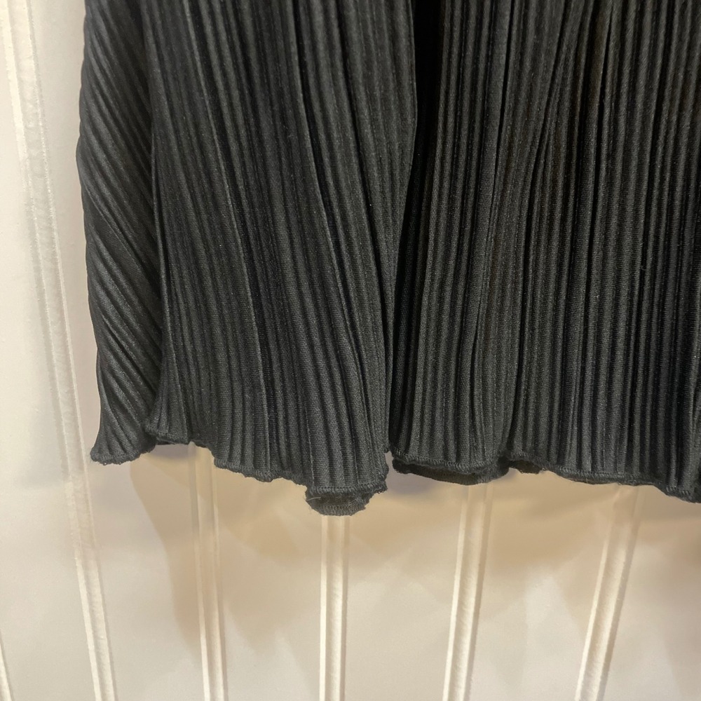 Sandra Darren Womens Black Pleated Wrap Mini Dress Long Balloon Sleeve Size L - Picture 6 of 10